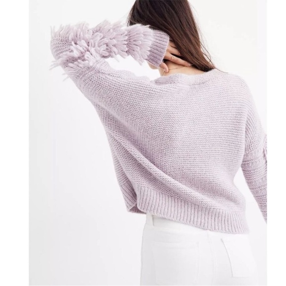 MADEWELL Fringe-Sleeve Pullover Sweater in Heather
Periwinkle - XS - Picture 7 of 7